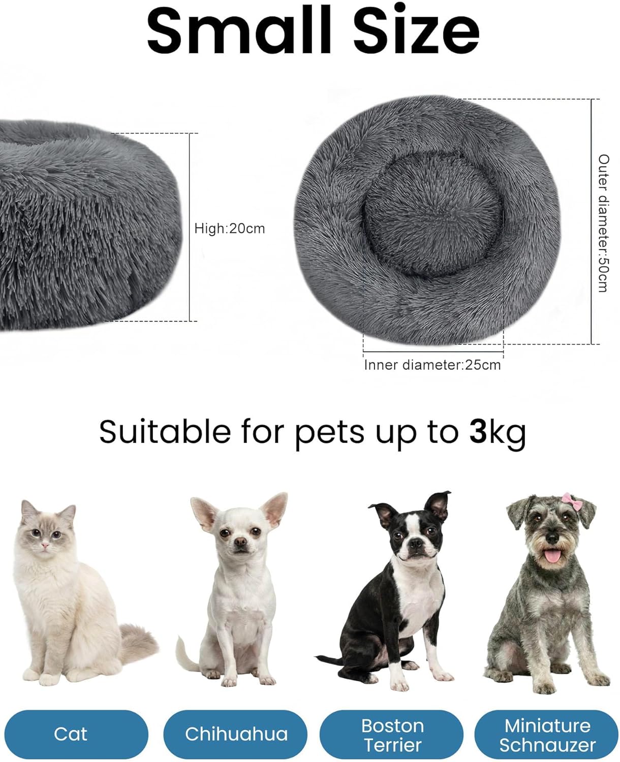 Thumbnail 6 de Moistu 50cm Small Dog Bed with Removable Cover
