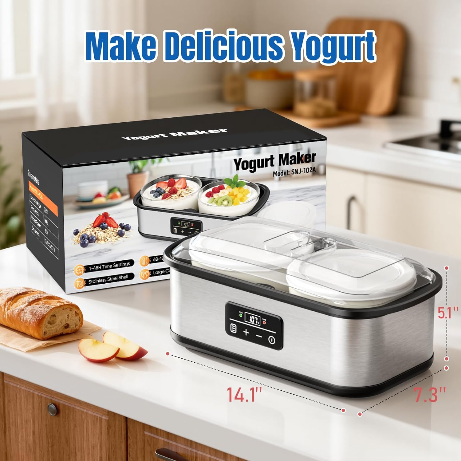 Detalle 1 de Yogurt Maker Probiotic 68–127℉ Two Containers