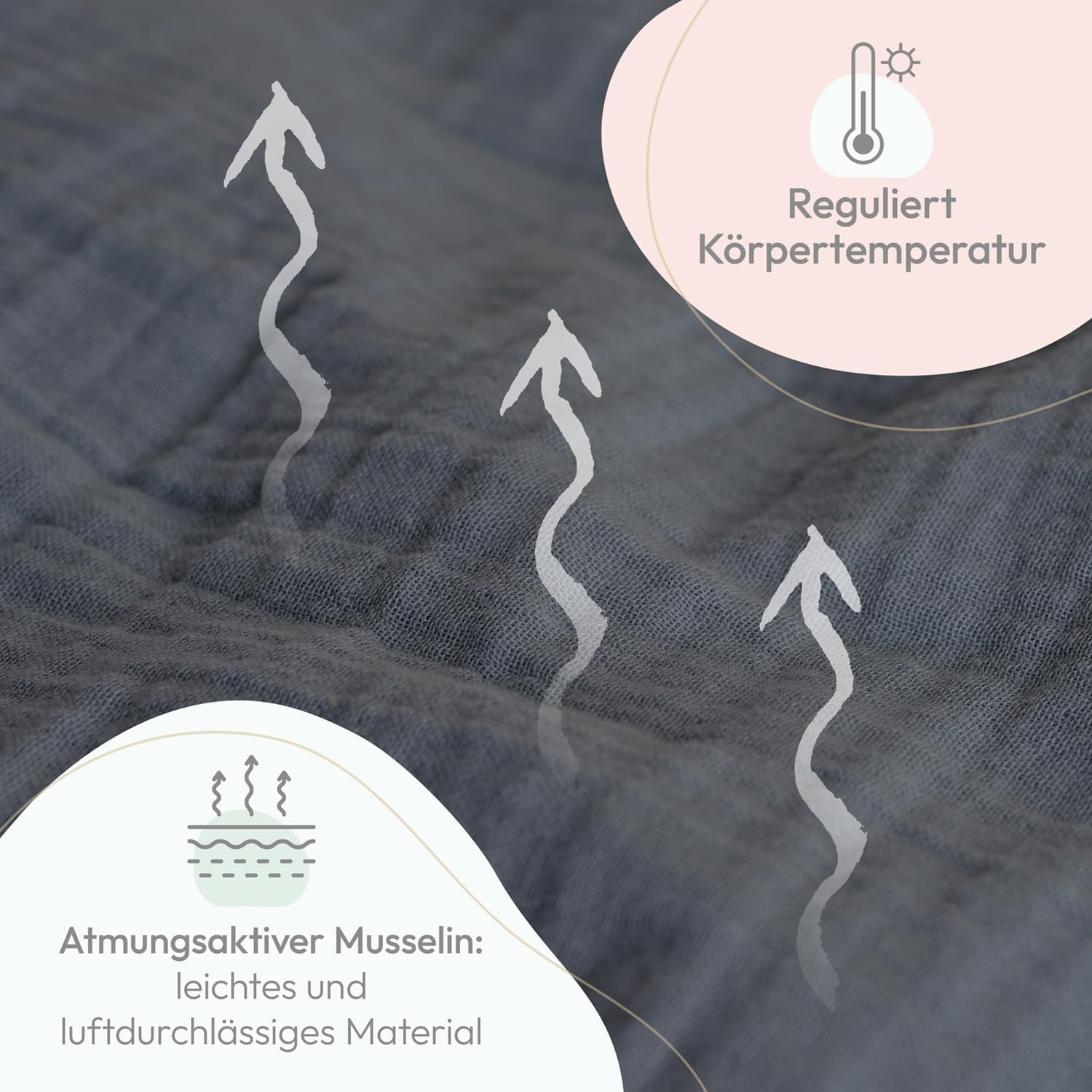 Thumbnail 2 de Laleni Kinderbettwäsche Musselin 100x135 cm Anthrazit mit Kissenbezug 40x60 cm – OEKO-TEX zertifiziert