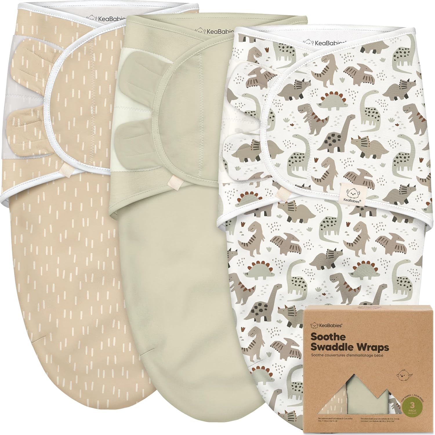 Dino Ridge 3-Pack Organic Baby Swaddle Sleep Sacks