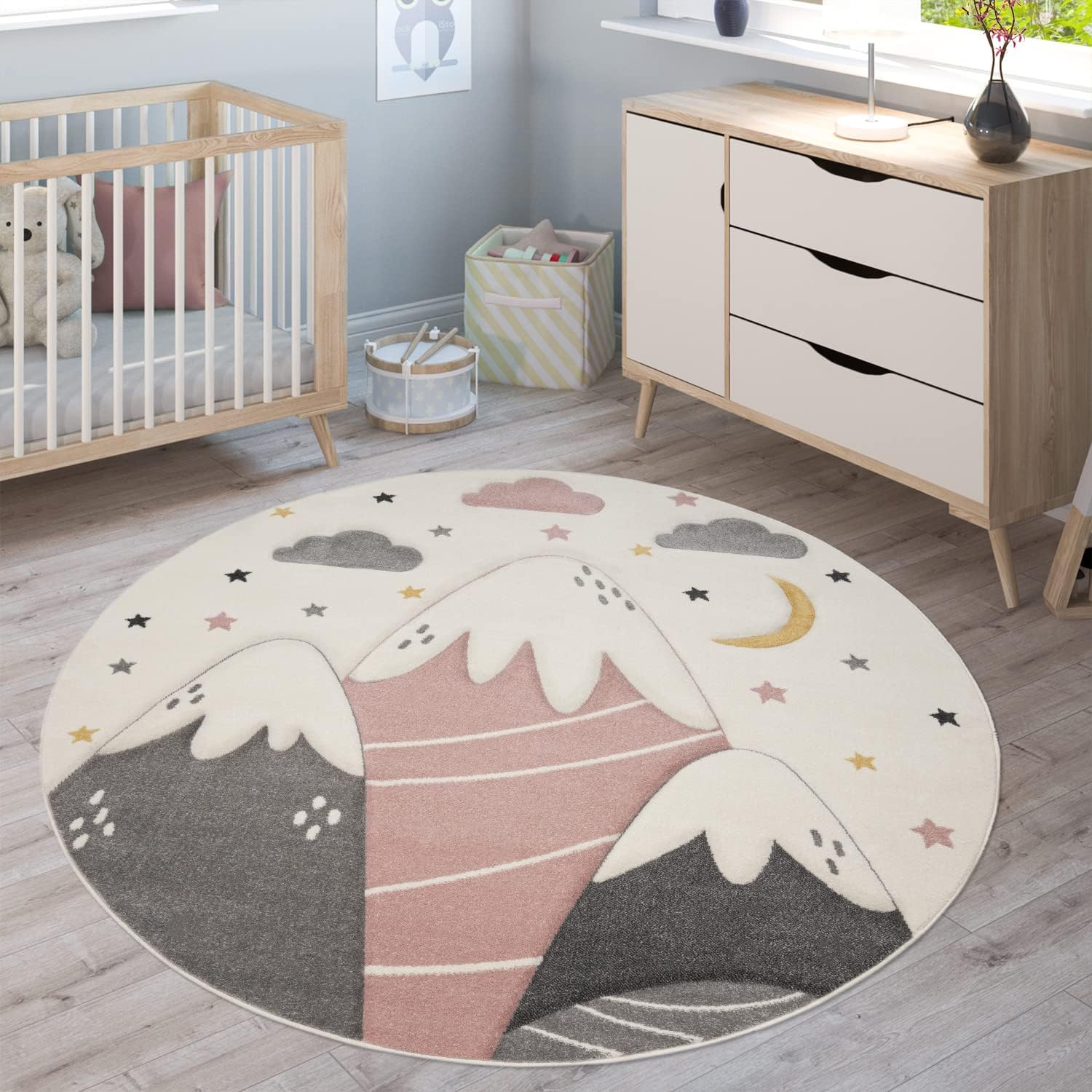 Thumbnail 5 de Paco Home Teppich Kinderzimmer 140x200 cm – 3D Berge, Wolken & Sterne in Pastell