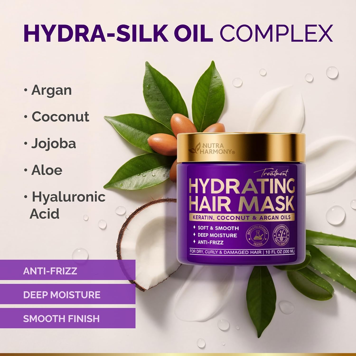 Detalle 2 de Hydrating Hair Mask – Deep Conditioning Treatment for Dry, Frizzy & Damaged Hair (10oz)
