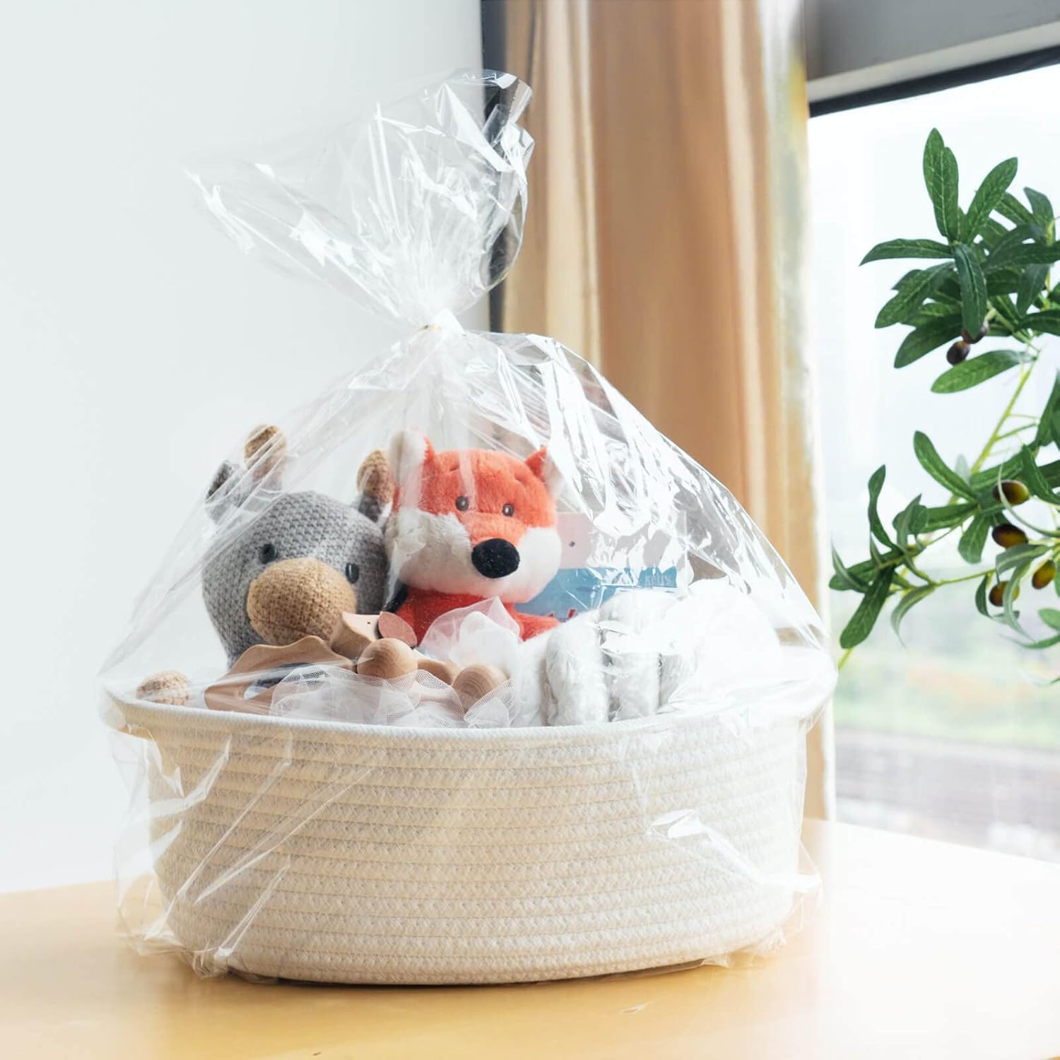 Thumbnail 5 de TIMEYARD Osterkorb mit Henkel – geflochtener Baumwollseil-Korb (30 x 20 x 12 cm) in Weiß für Ordnung & Geschenke