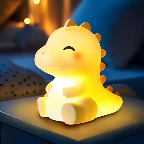 Detalle de Mewaii Luce Notturna Dino: lampada notturna in silicone per bambini con suoni rilassanti e luminosità regolabile