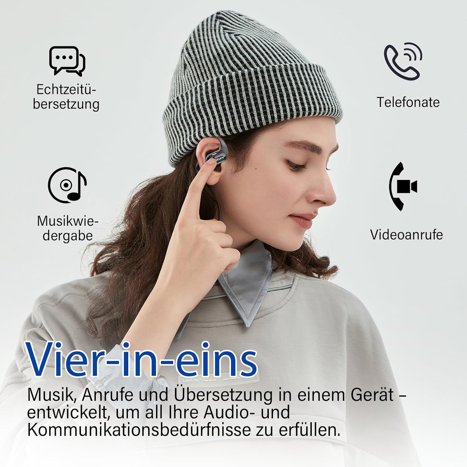 Thumbnail 6 de KI Übersetzer Kopfhörer QX68 – Echtzeit-Übersetzung, 164 Sprachen, IPX7, 50 Std. Akku