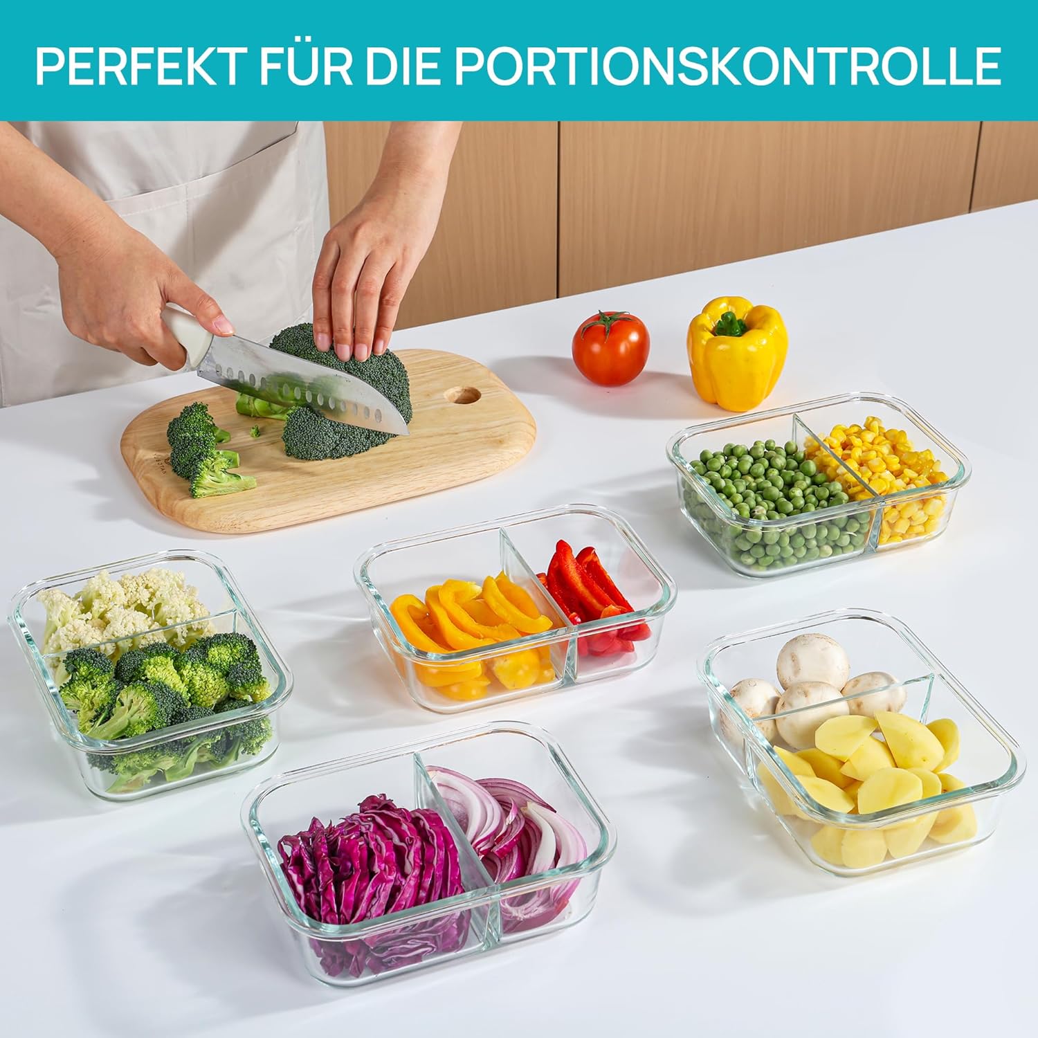 Detalle 2 de Vtopmart 5Pack 975ml GlasbehĂ€lter Meal Prep đ±