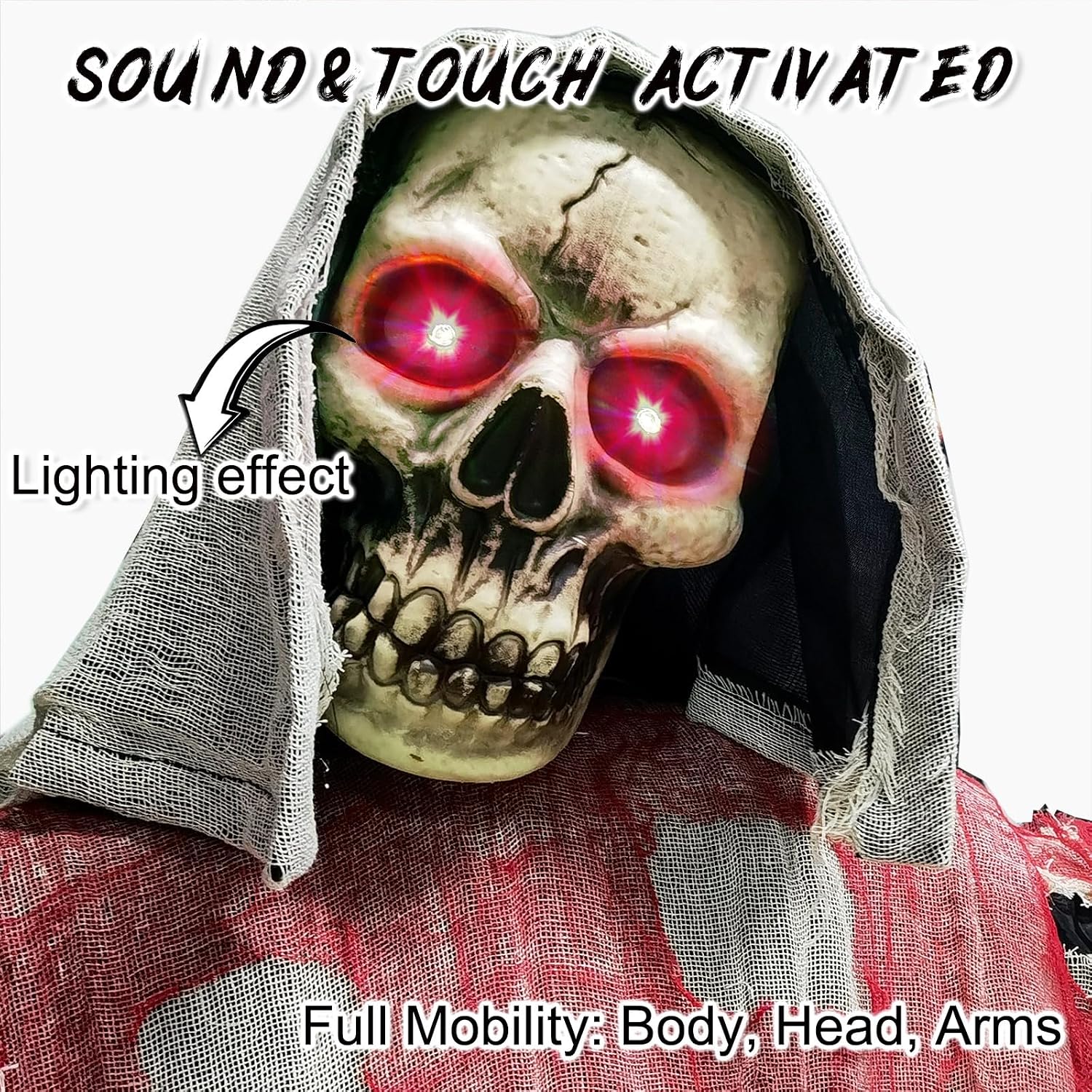 Thumbnail 2 de VersaCharm HNDA0005 Animated Grim Reaper Halloween Decoration with Sound and Touch Activation