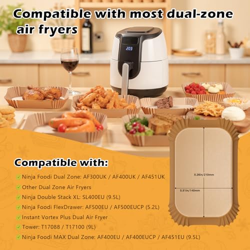 Thumbnail 1 de TopEsct 120 feuilles de papier sulfurisé 21x14 cm pour air fryer – Qualité alimentaire, résistance à l'huile