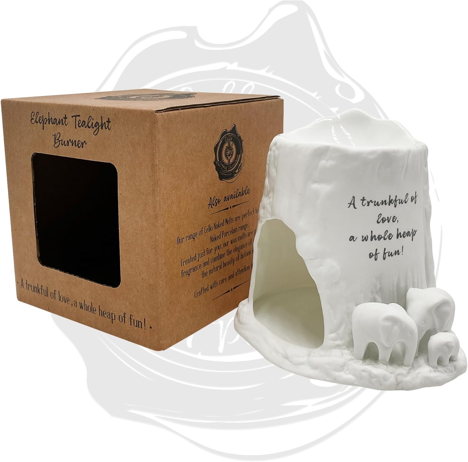 Thumbnail 6 de Cello Elephant Tealight Burner – Porcelain wax melt & oil burner ornament