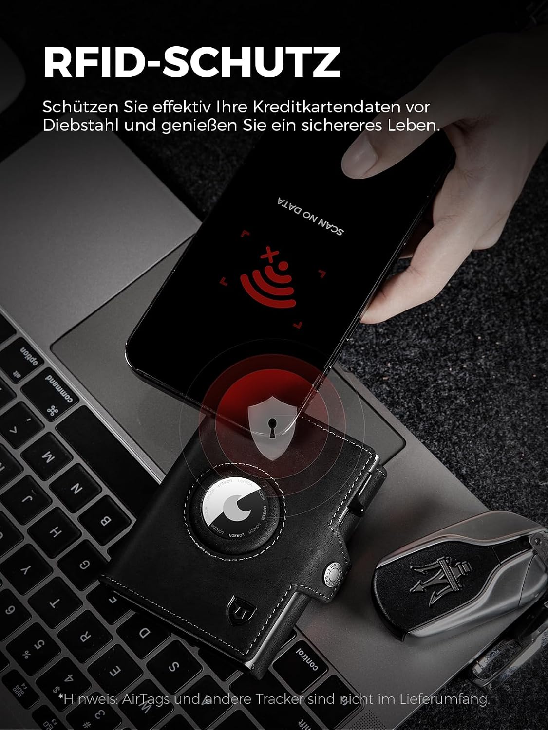 Detalle 1 de LORZOR Slim Wallet für AirTag 9,8×7 cm