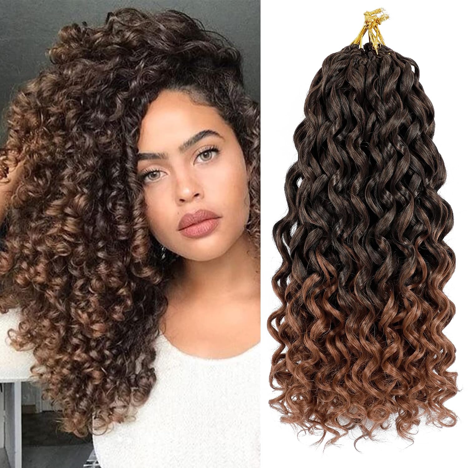 Thumbnail 6 de 7 Packs GoGo Curl Crochet Hair 10 Inch Short Curly Water Wave Beach Curl for Women – P27/30