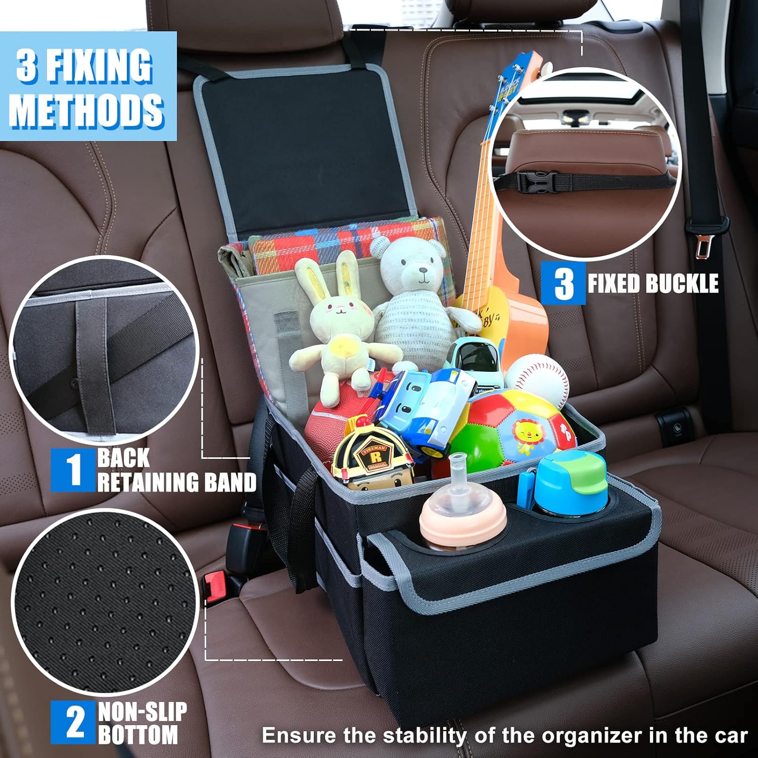 Detalle 2 de GUWINA Car Seat Storage & Organizer (Black) for Front or Rear Seat
