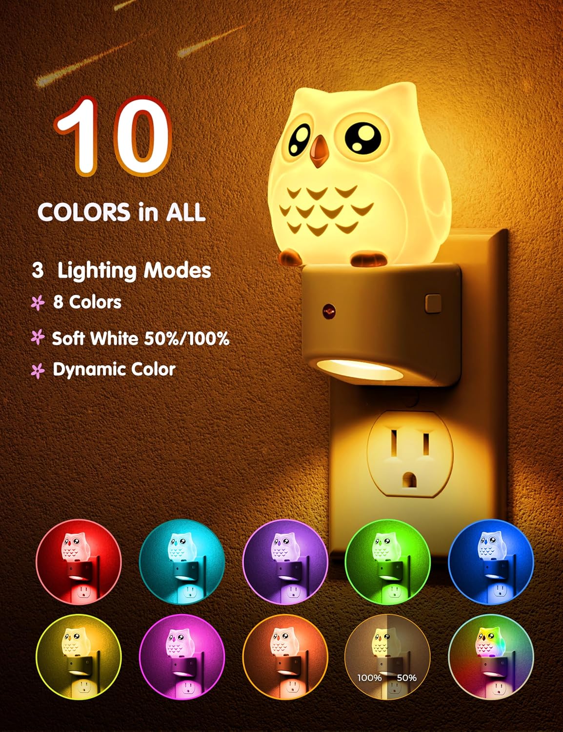 Detalle 2 de L LOHAS LED GY15809OWUS 3D Owl Plug-In Night Light with RGB Modes