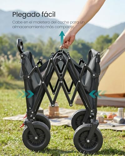 Detalle de SONGMICS Carro Plegable para Jardín GFW201G101: carga de 180 kg y 200 L, ideal para exterior