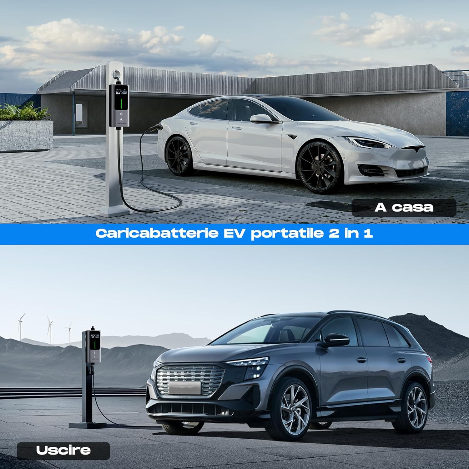 Thumbnail 1 de Colonnina Ricarica Auto Elettrica 11kW | 6-16A | 10m - Tipo 2 CEE Wallbox