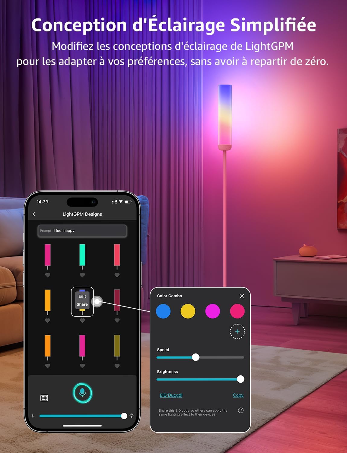 Thumbnail 3 de Lepro O1 IA Lampadaire LED : l’éclairage ambiant intelligent pour votre salon et chambre