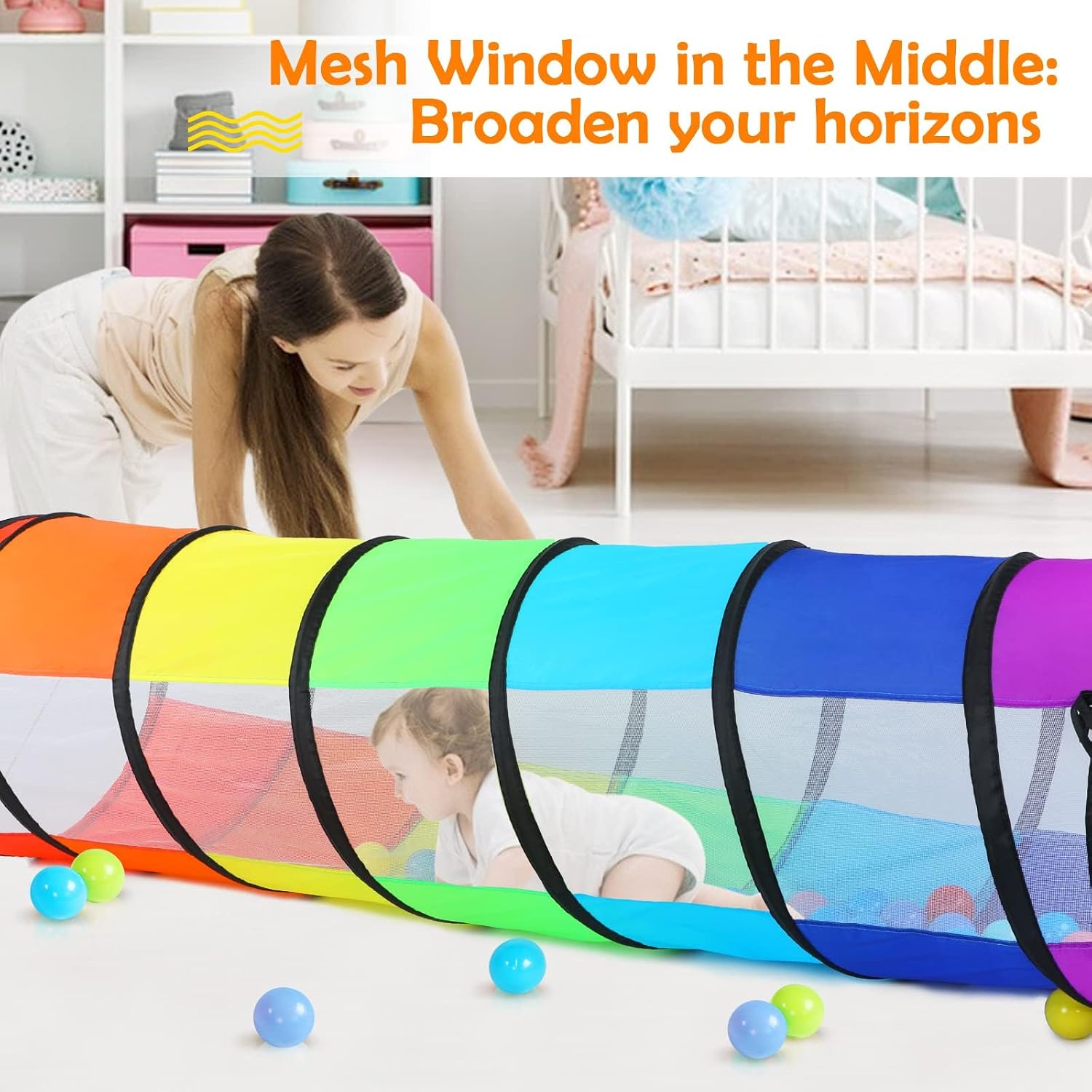 Detalle 1 de Kids Play Tunnel 6 ft pop-up crawl tunnel