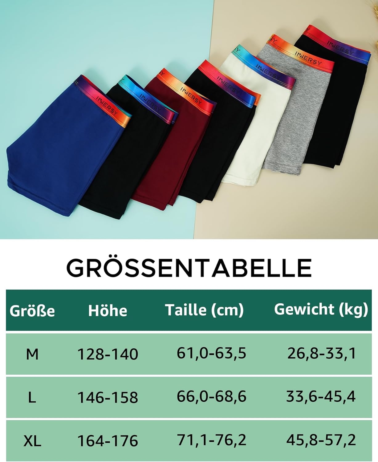 Thumbnail 5 de INNERSY Jungen Boxershorts aus Baumwolle mit Eingriff – 7er Pack, Multicolor