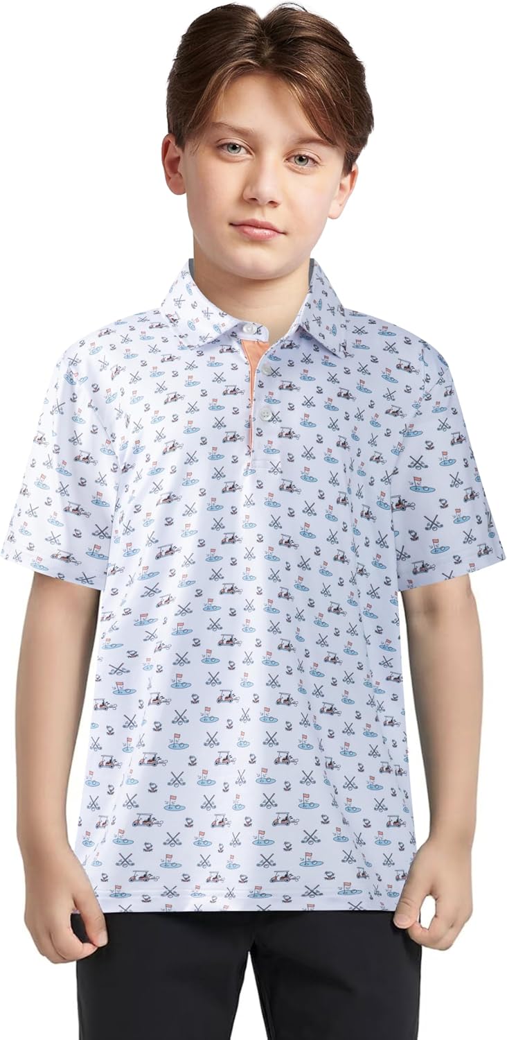 Detalle de Boys Performance Polo Shirt (Short Sleeve) Dry Fit Stretch Funny Print