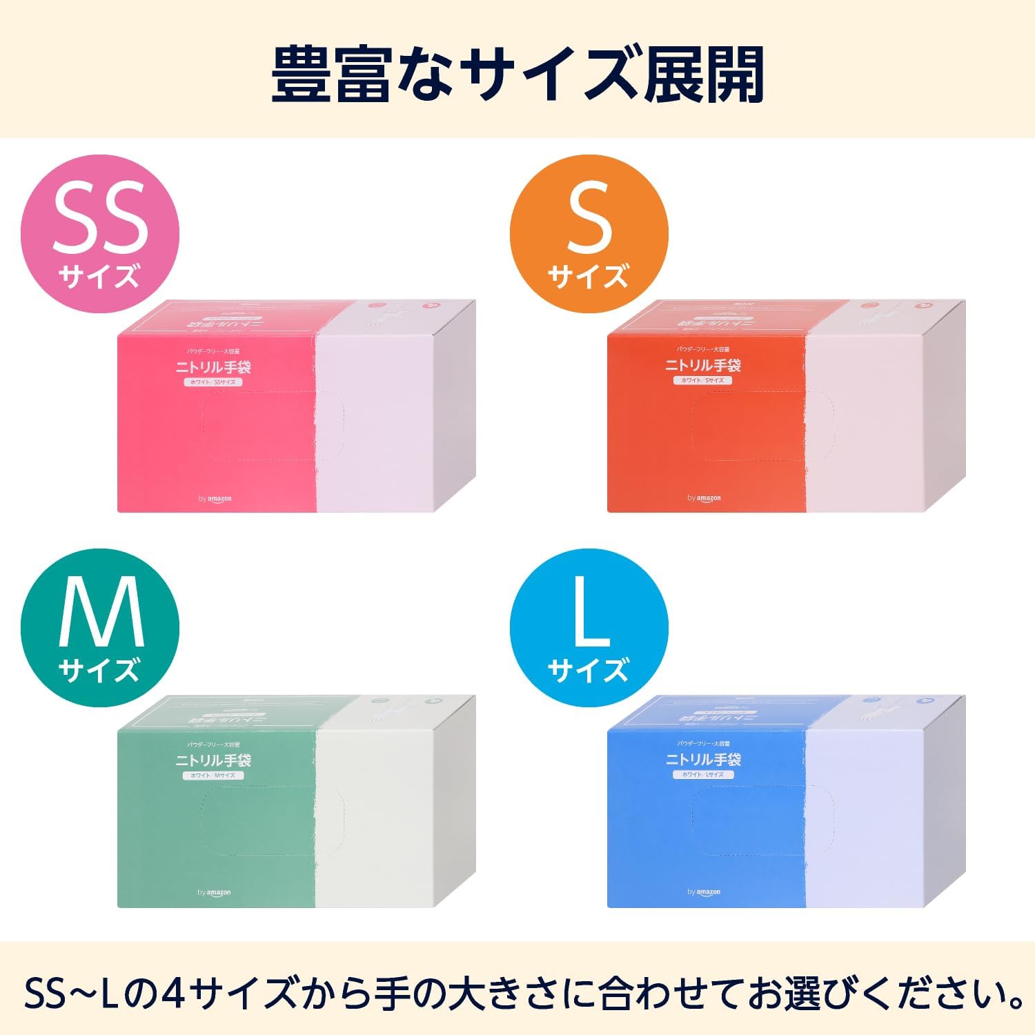 Detalle de by Amazon ニトリル手袋 Sサイズ ホワイト・パウダーフリー、食品衛生法適合の使い捨てタイプ