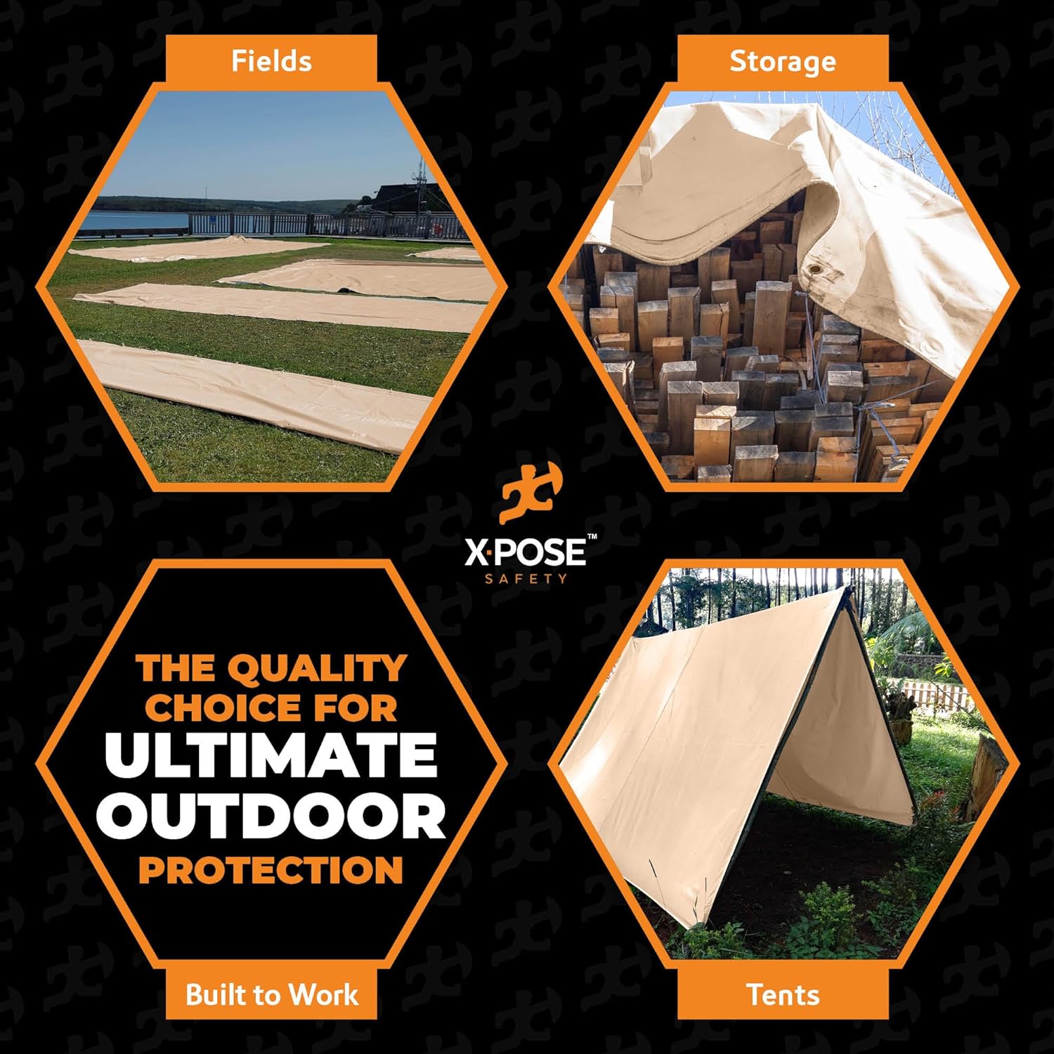 Detalle 2 de Heavy Duty Tan Poly Tarp 5' x 7' by Xpose Safety