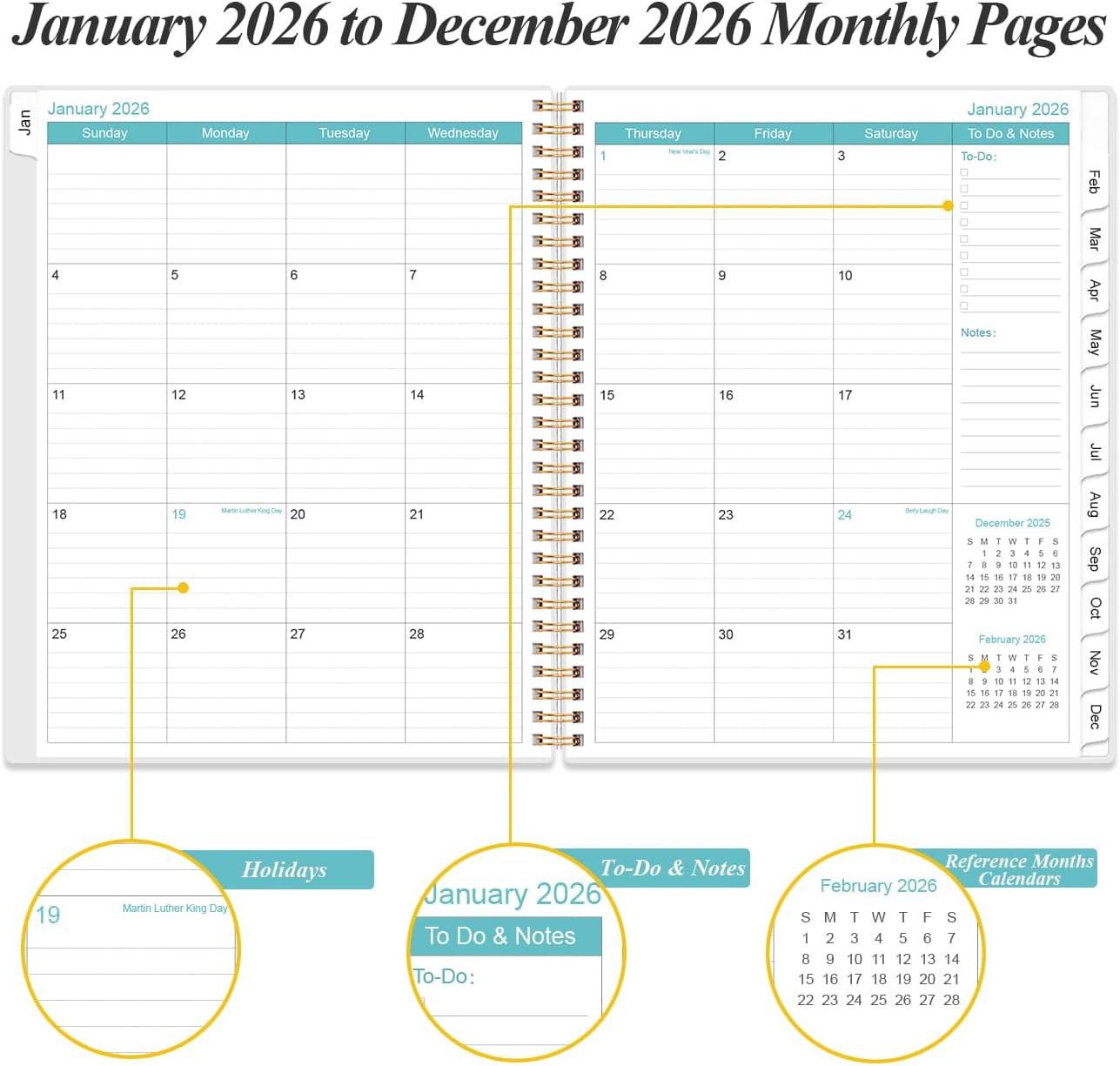 Detalle 2 de 2026 Daily & Monthly Planner ⚙
