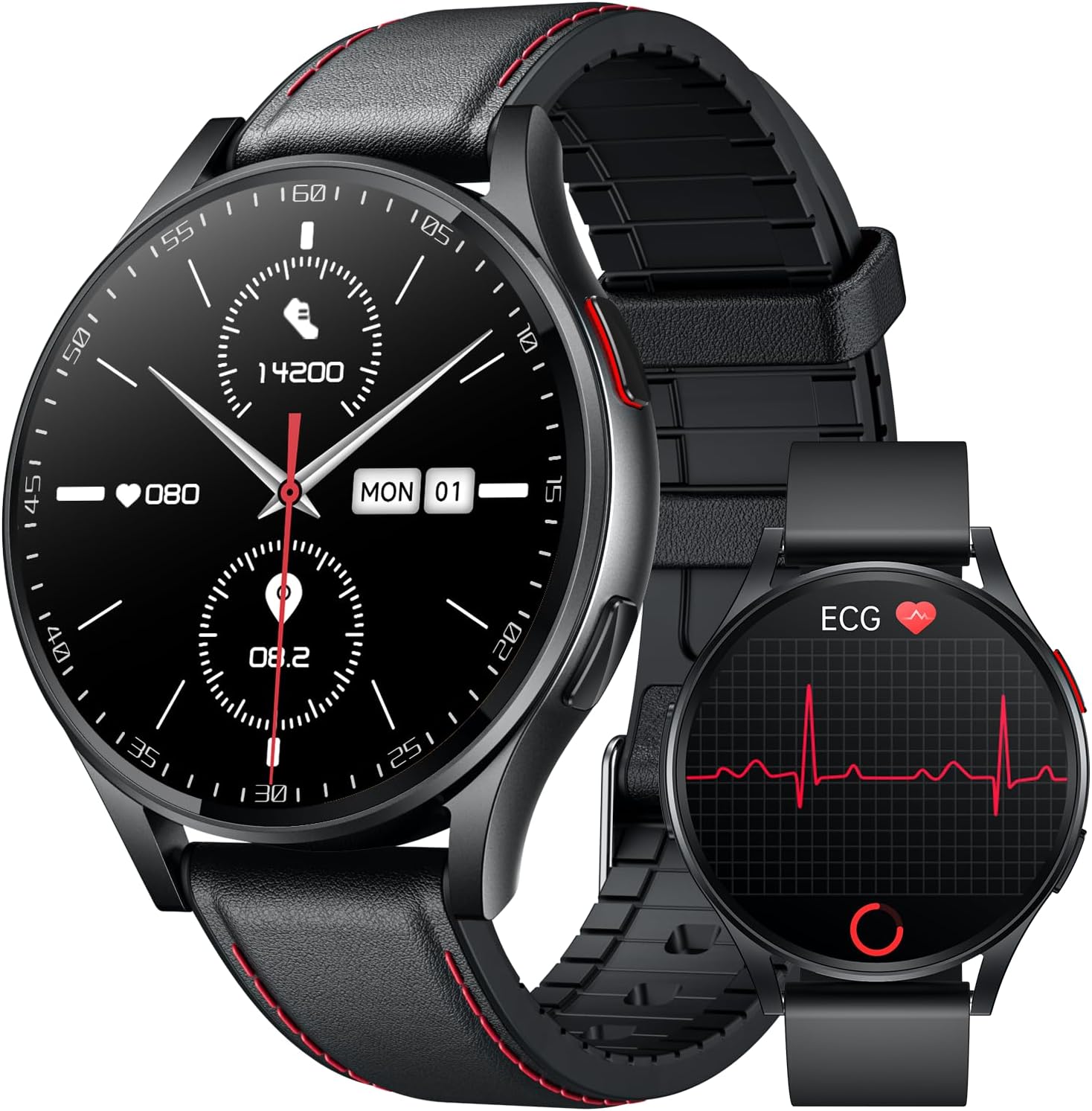 Detalle de Montre Connectée ECG Smartwatch Santé 1,43" AMOLED – Suivi Santé et Fitness
