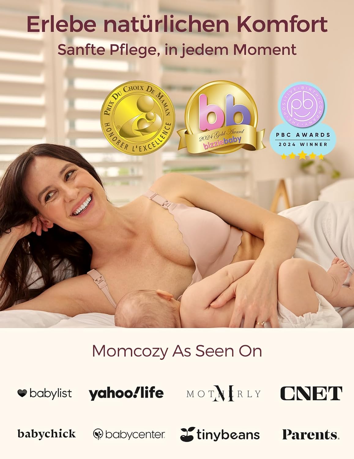 Detalle de momcozy Still-BHS: Nahtloser Still-BH ohne Bügel mit Jelly-Strip-Technologie