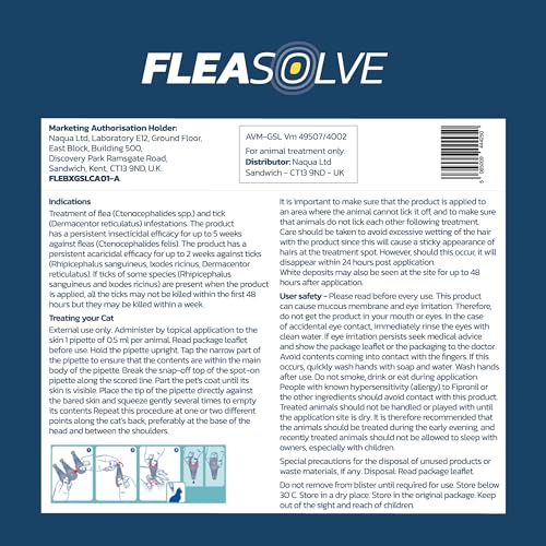 Detalle 2 de Cat Flea Treatment Spot On x 6 – Flea & Tick Solution for Cats & Kittens Over 1kg