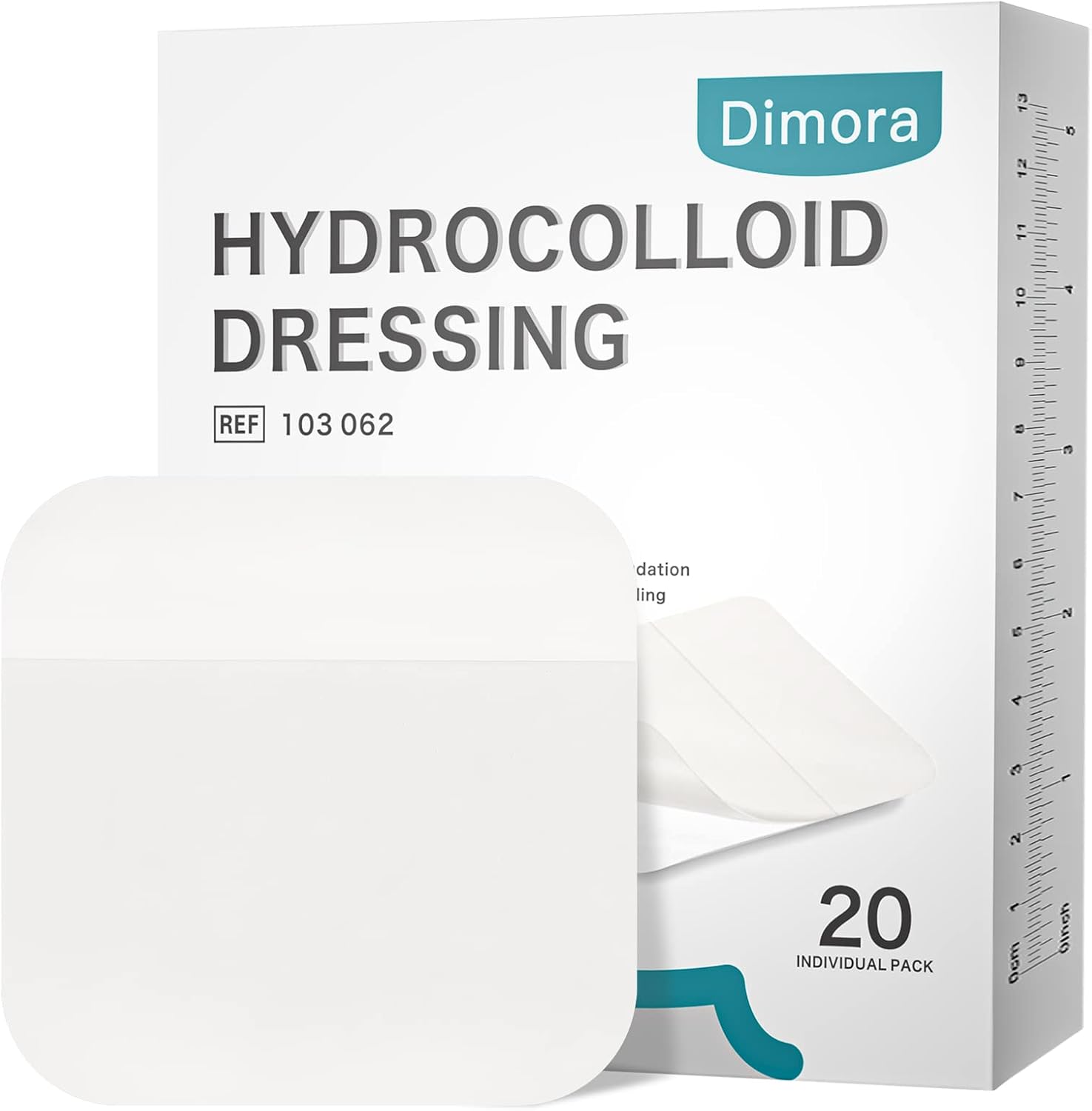 Detalle de Dimora 20 Pack Hydrocolloid Wound Dressing, Ultra Thin 4" x 4" Large Patch