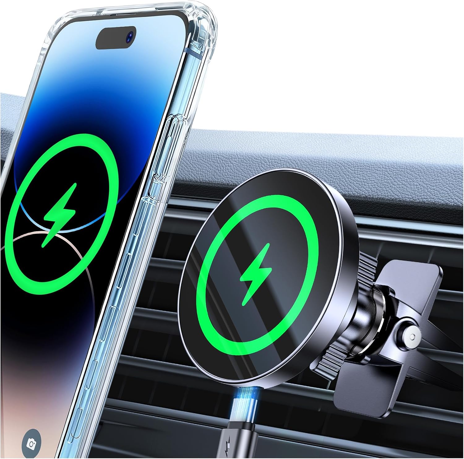 Detalle de Coolpow MagSafe Car Mount Charger 15W
