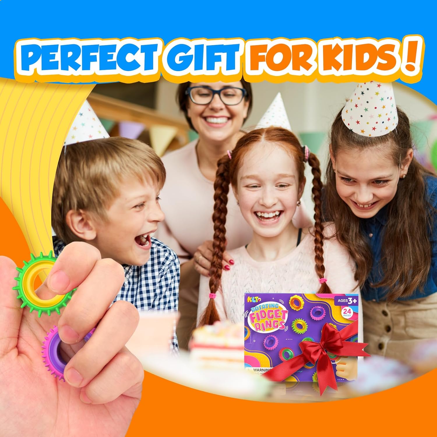 Detalle 2 de Fidget Toy Sensory Rings for Kids — 24 Pack Sensory Spinner Rings for Calming and Focus