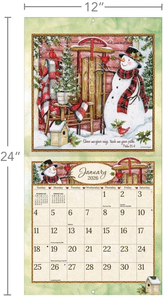 Detalle 2 de Lang Brands, LLC Blessings 2027 壁掛けカレンダー Susan Winget|書き込み欄・月の満ち欠け表示