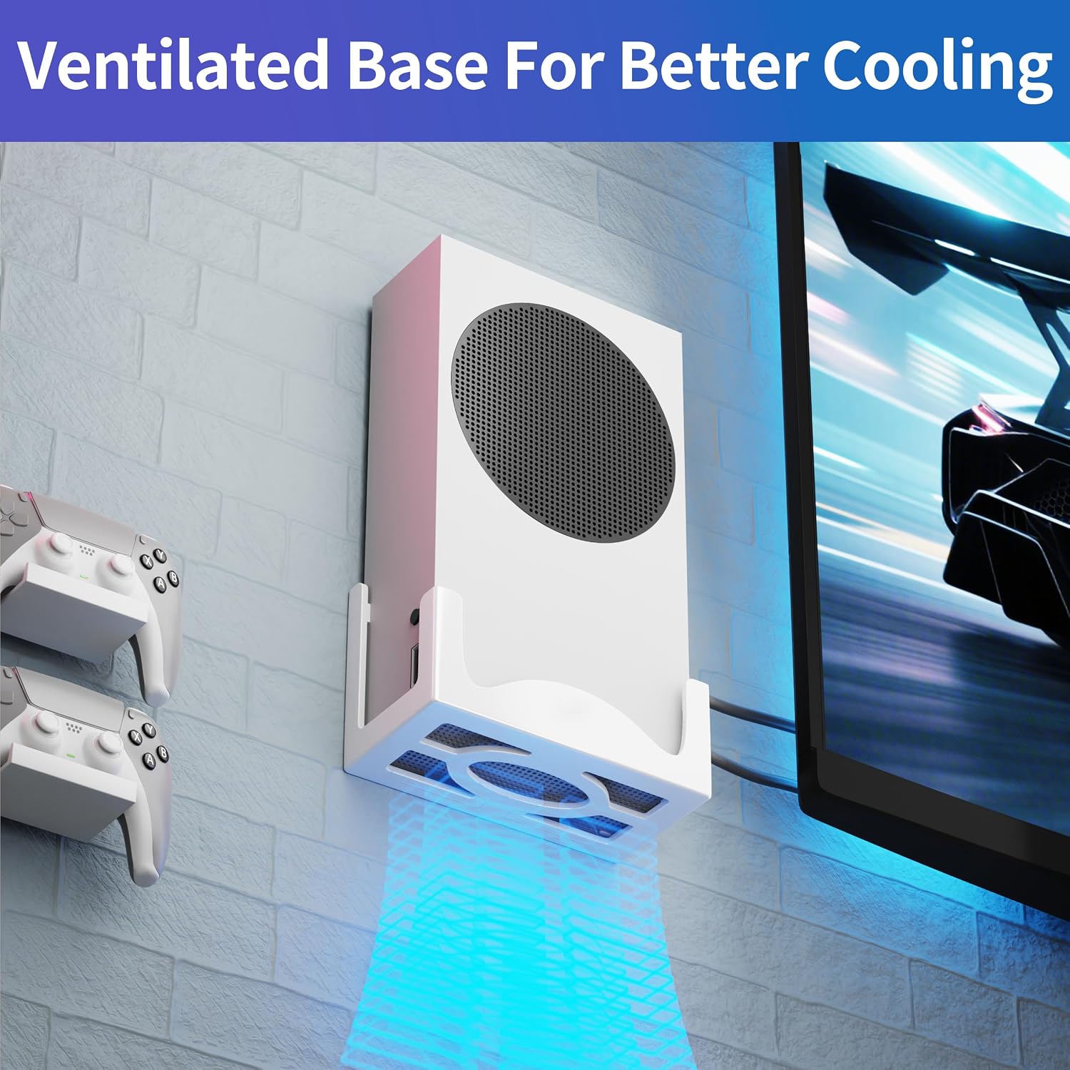 Detalle de Wall Mount for Xbox Series S – Ventilated Metal Console Holder with Silicone Protection