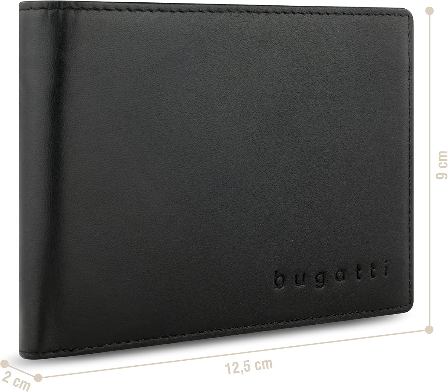 Thumbnail 1 de bugatti Super Slim portafoglio in vera pelle con protezione RFID, ultra sottile – Nero