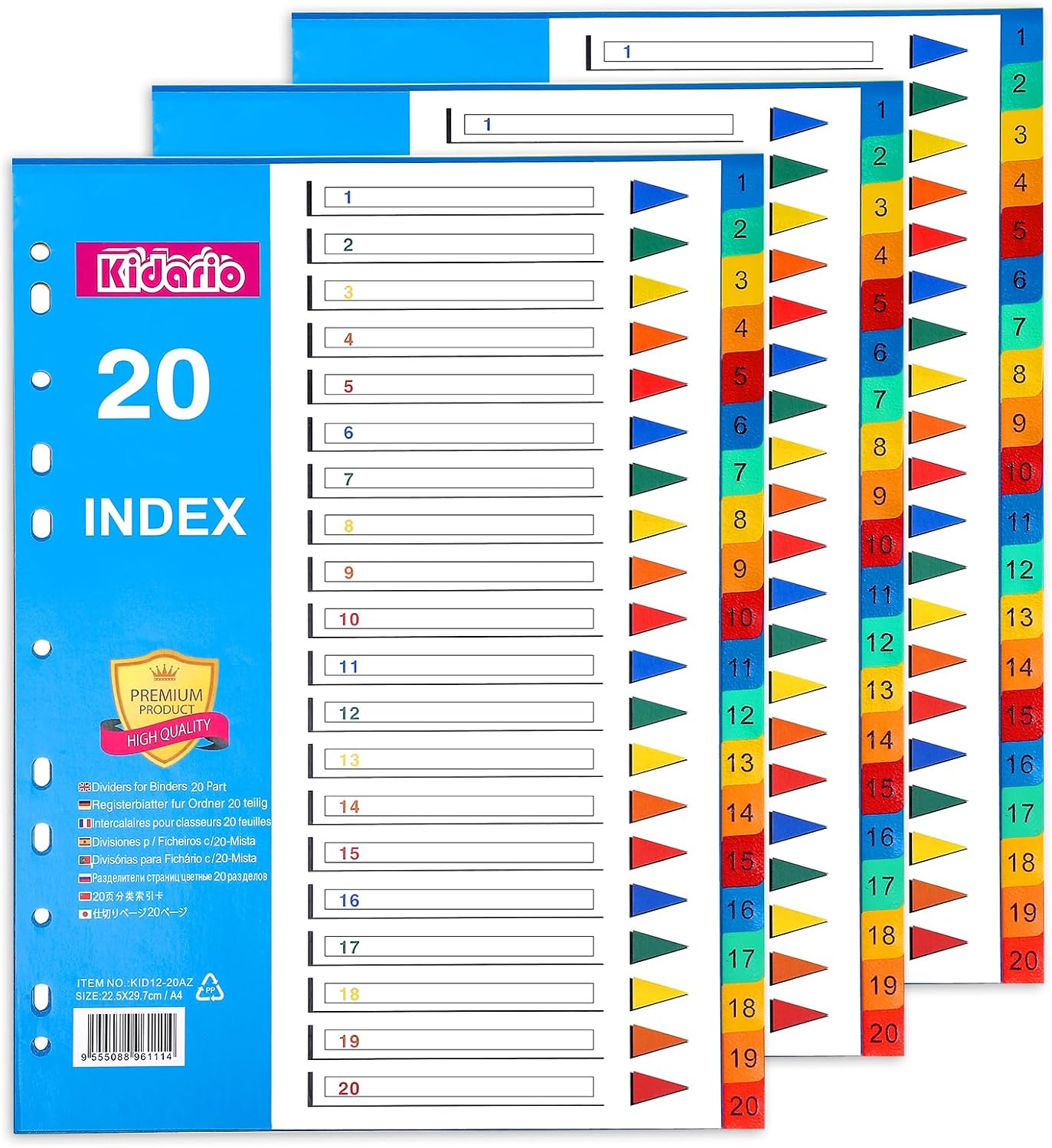 Detalle de File Dividers A4 3 Pack 20 Part