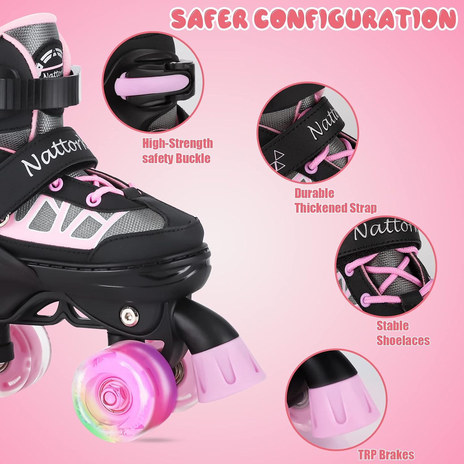 Thumbnail 1 de Nattork Kids Roller Skates Adjustable, Size 4 🛼