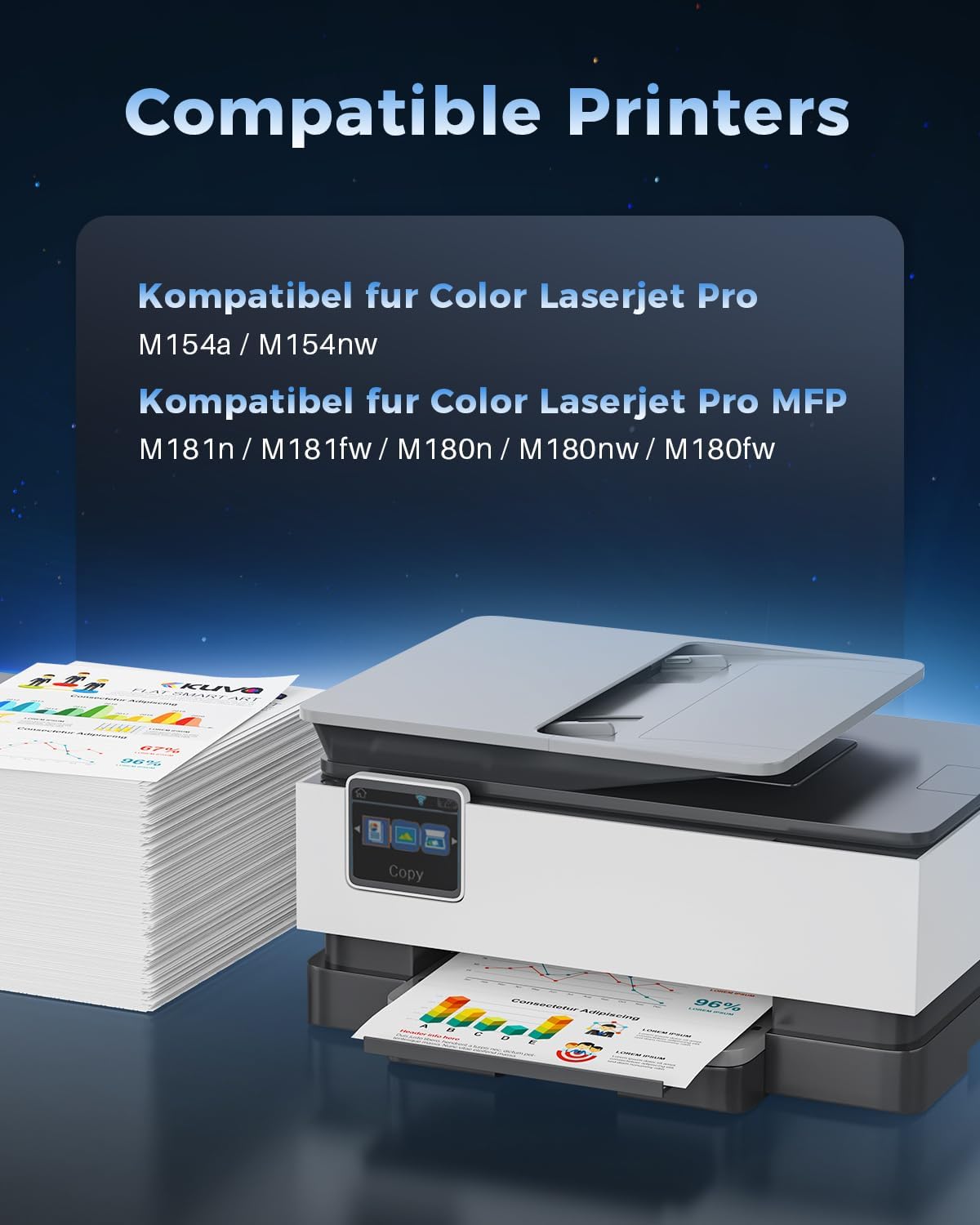 Thumbnail 1 de Pack de 4 cartouches Kuva 205A (CF530A) compatibles : noir + cyan + jaune + magenta pour HP Color LaserJet Pro