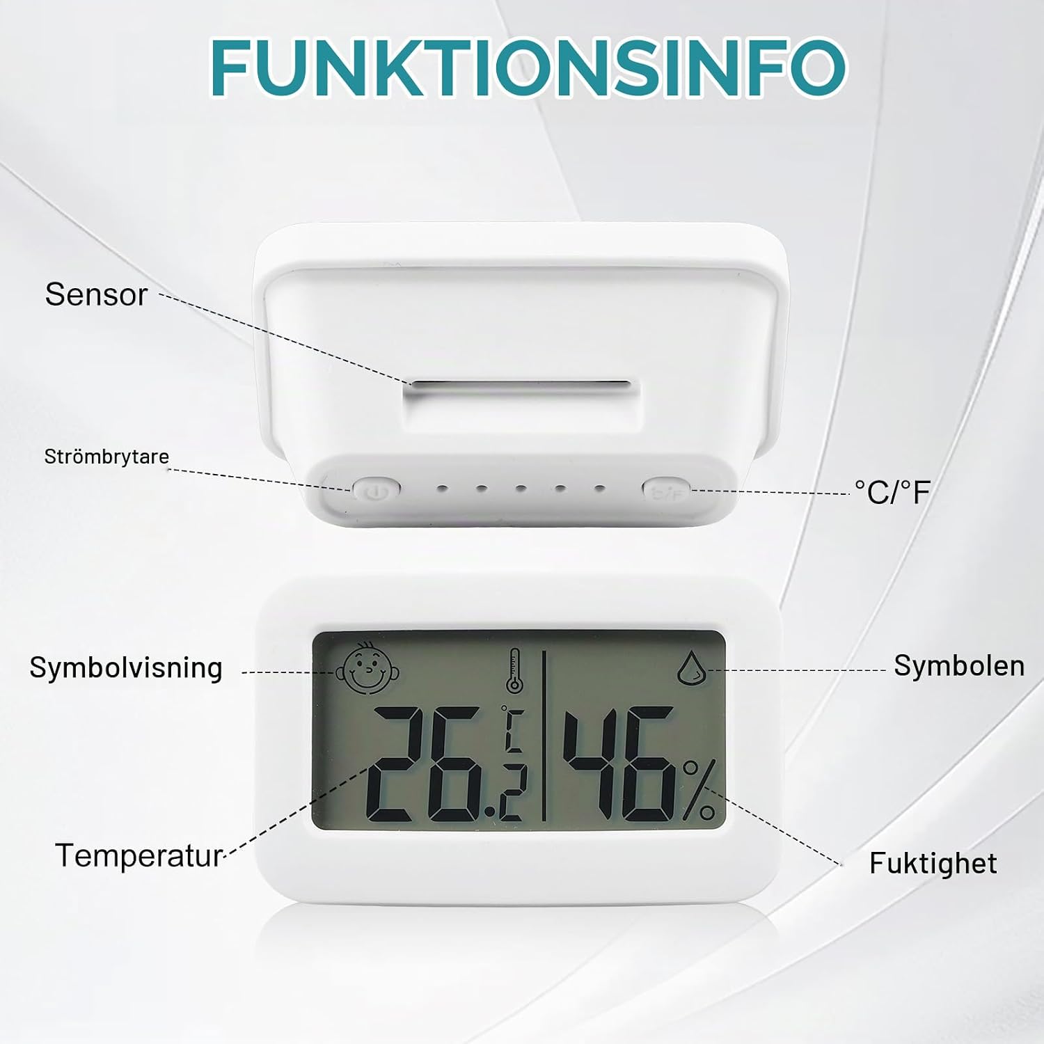 Detalle 2 de HOSPAOP digital termohygrometer, 6-pack med smileyindikator och kompakt format