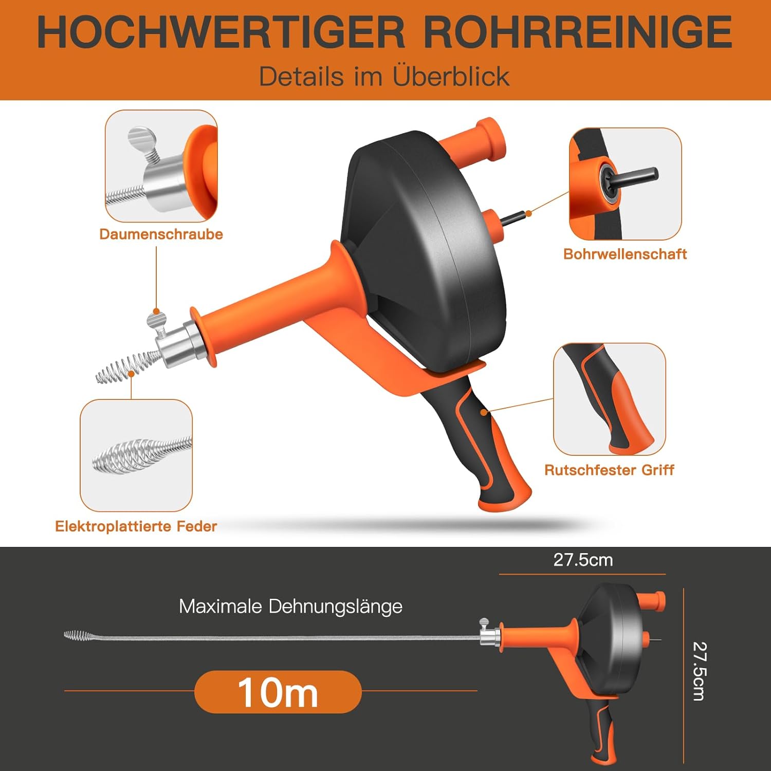 Detalle 2 de RISEMART Rohrreinigungsspirale 10 m