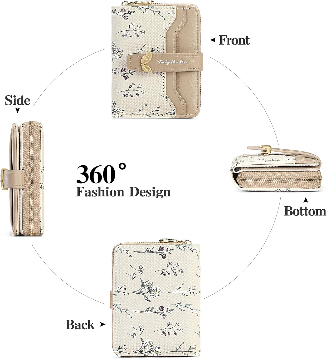 Detalle de GAEKEAO Purses for Women: Small Leather Bifold with RFID Blocking, Zipper Pocket and ID Window