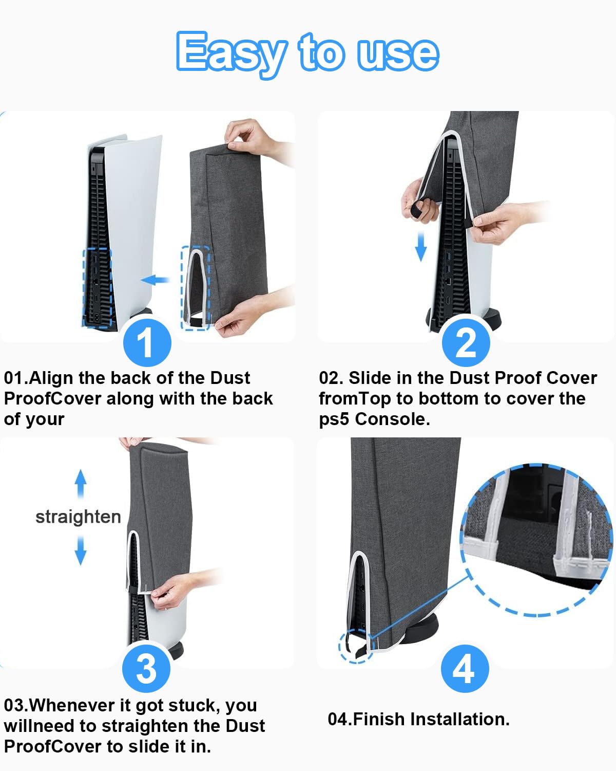 Thumbnail 2 de BNREOZA Staubschutzhülle für PS5 Konsole (Digital & Regular), wasserabweisender Staubschutz – grau