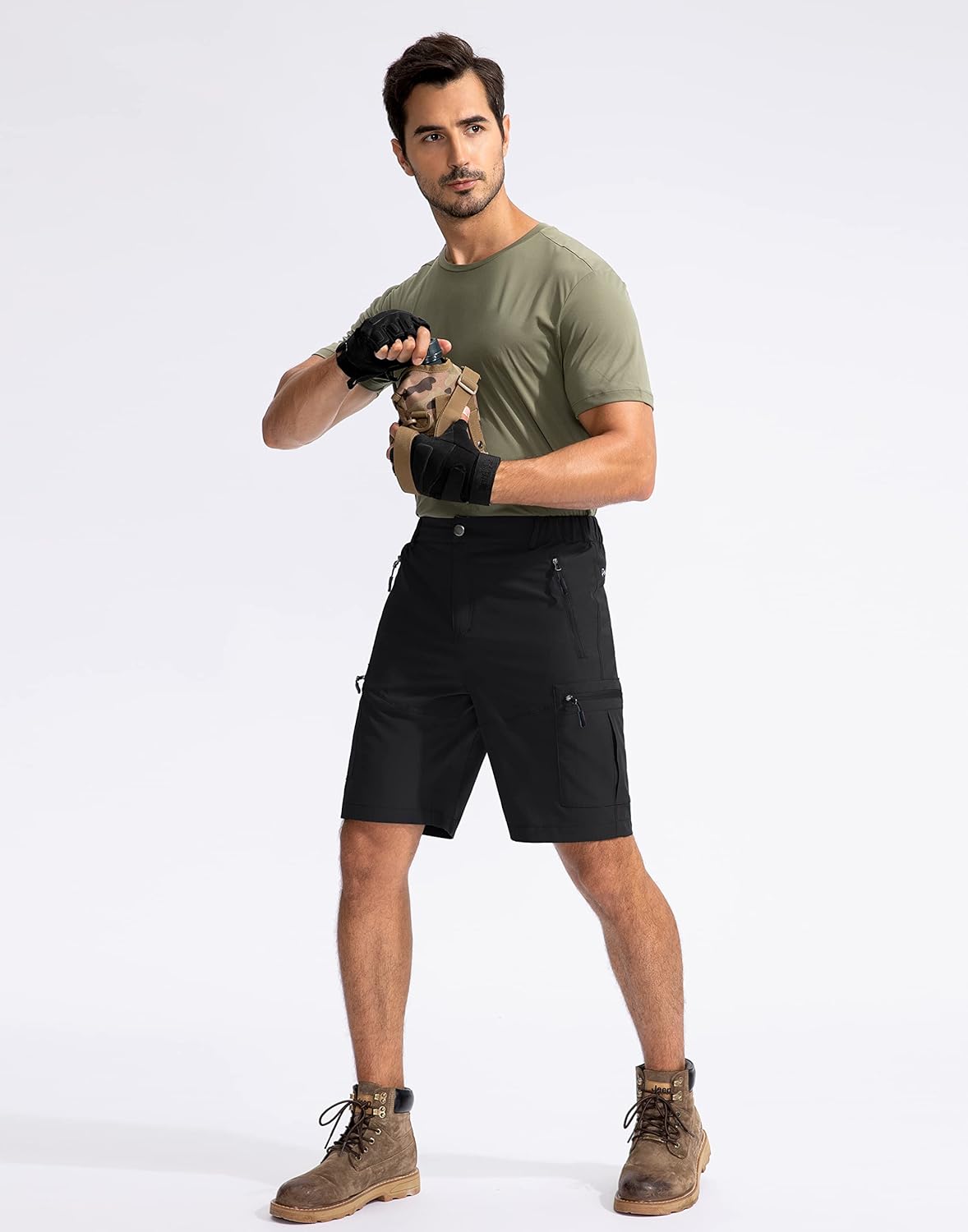 Thumbnail 2 de Pudolla Men's Hiking Cargo Shorts 9/7/11 Inch: Lightweight, 5-Zipper Pocket Comfort for Outdoor Adventures