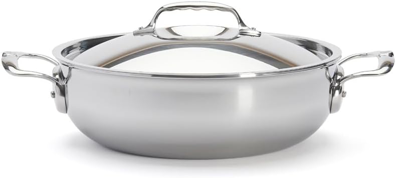 Detalle de De Buyer Sautoir bombée AFFINITY en inox 5 couches avec couvercle – Ø 28 cm, argent