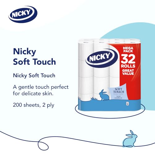 Detalle 2 de Nicky Soft Touch Toilet Tissue 32 Rolls of 190-Sheet 2-Ply – Gentle, Embossed Comfort