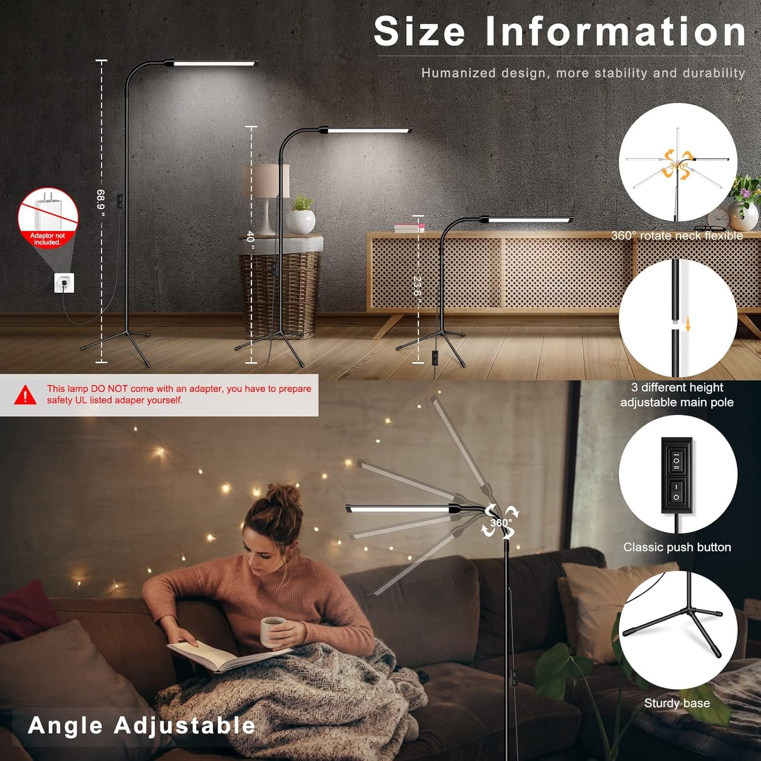 Detalle de JCOTTON Beauty Lamp for Eyelash Extensions, Makeup & Tattoo – Portable 3-in-1 LED Lamp