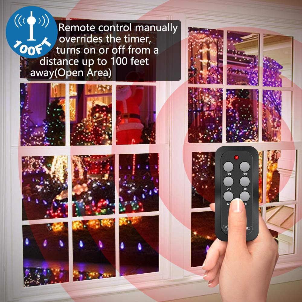 Detalle 2 de K KASONIC Outdoor Light Timer Outlet with Light Sensor, Remote and 3 Grounded Outlets