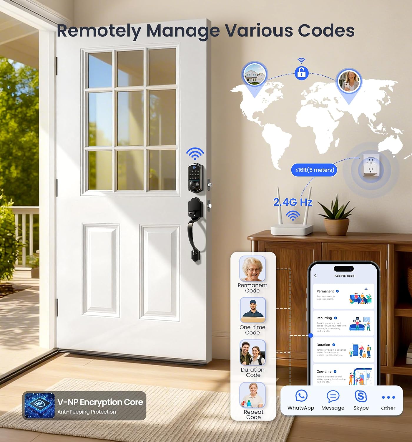 Detalle 2 de Veise Wi-Fi smart deadbolt, VE017G-H
