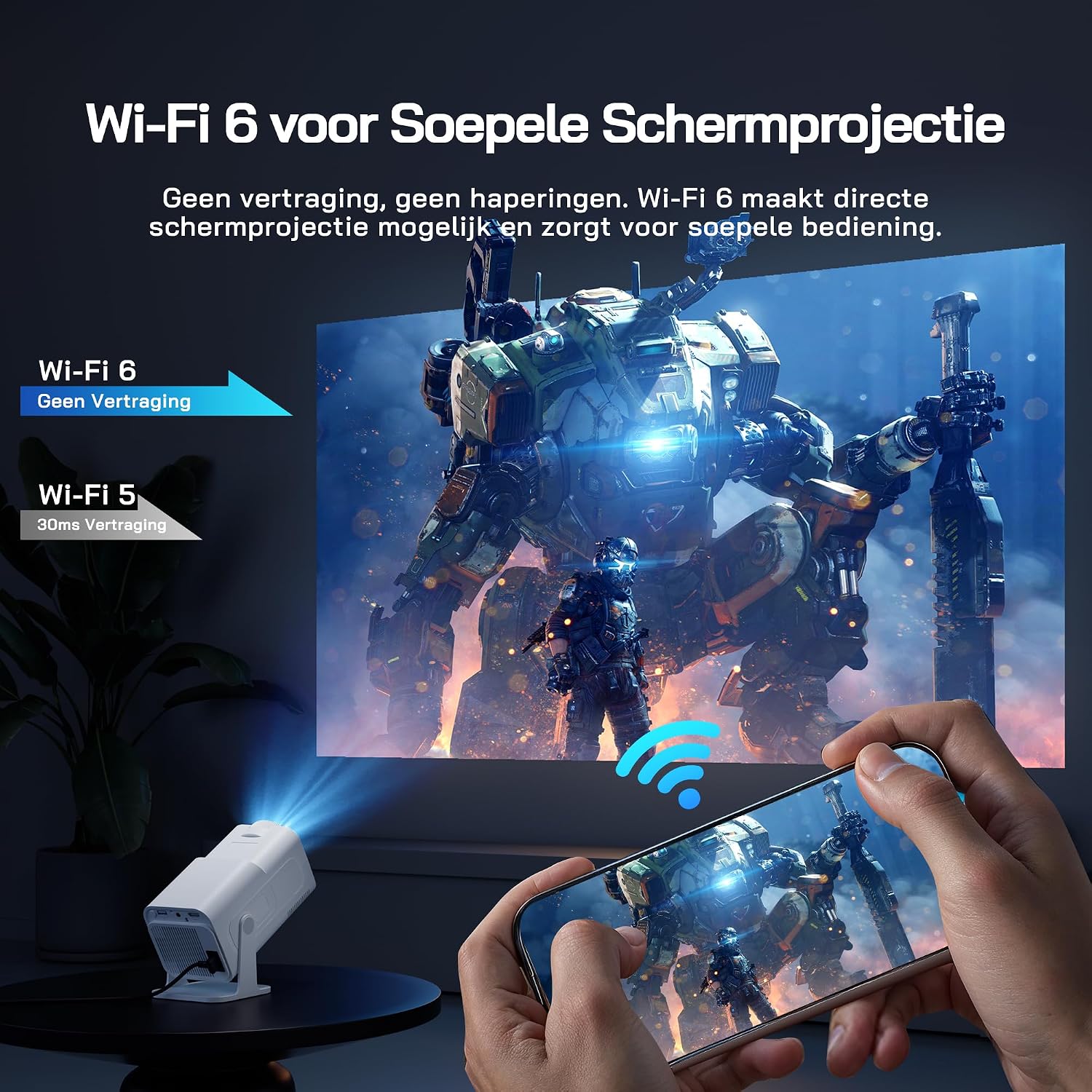Detalle de WOLFANG WP03 miniprojector met native Full HD 1080p en 180° draaibare beugel