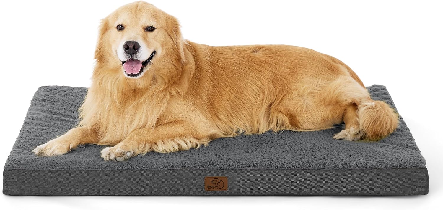 Detalle de Bedsure XL Dog Bed, 44 x 32-Inch Sherpa Mat with Egg Crate Foam